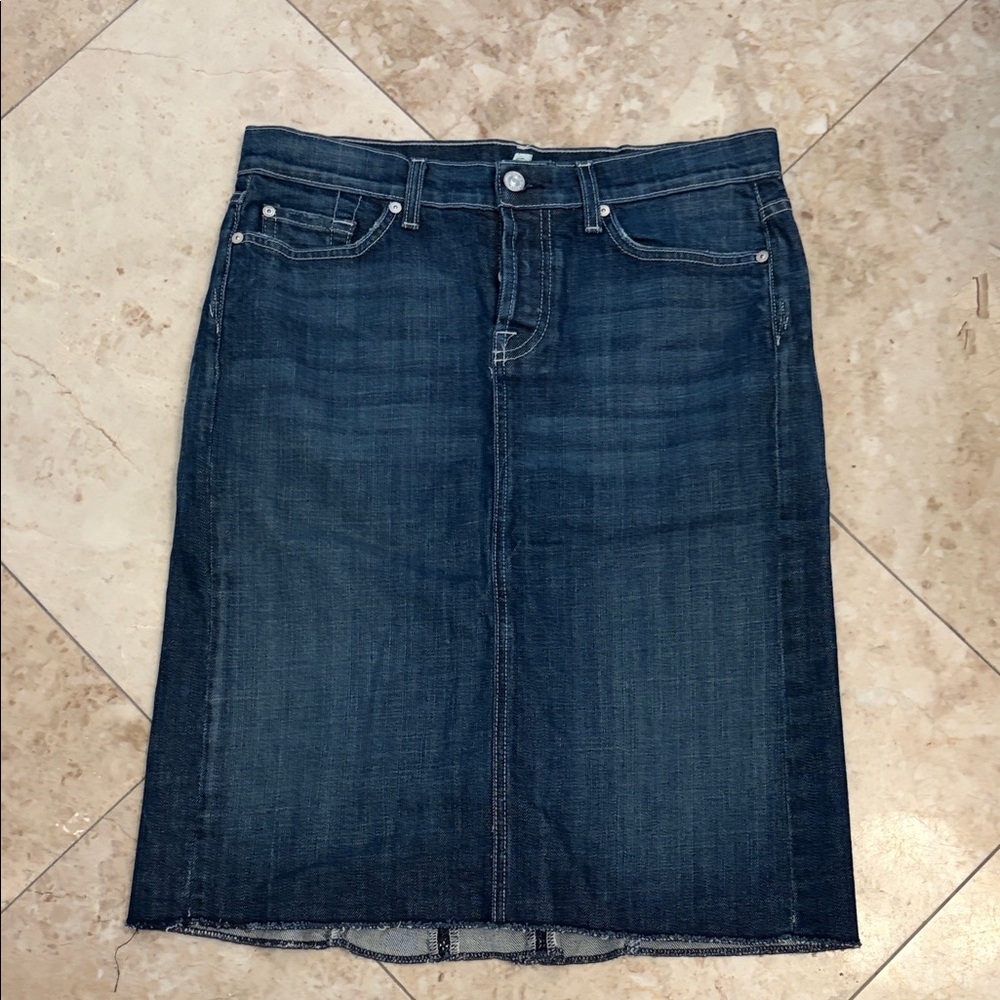 7 For All Mankind Dark Blue Pencil Skirt